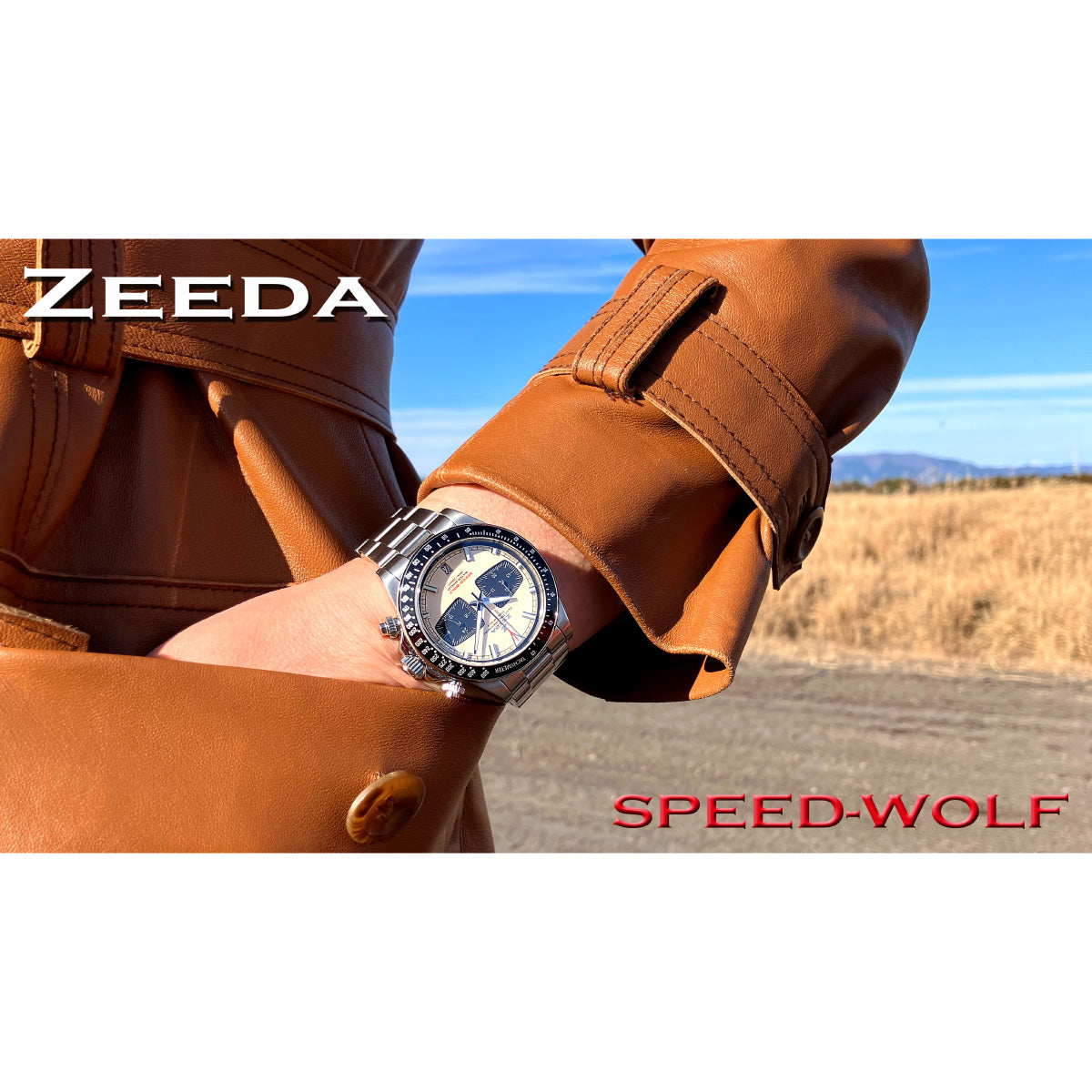 ジーダ ZEEDA スピードウルフ SPEED-WOLF VINTAGE WHITE 腕時計 メンズ メカニカルクォーツ クロノグラフ SPW-VWH