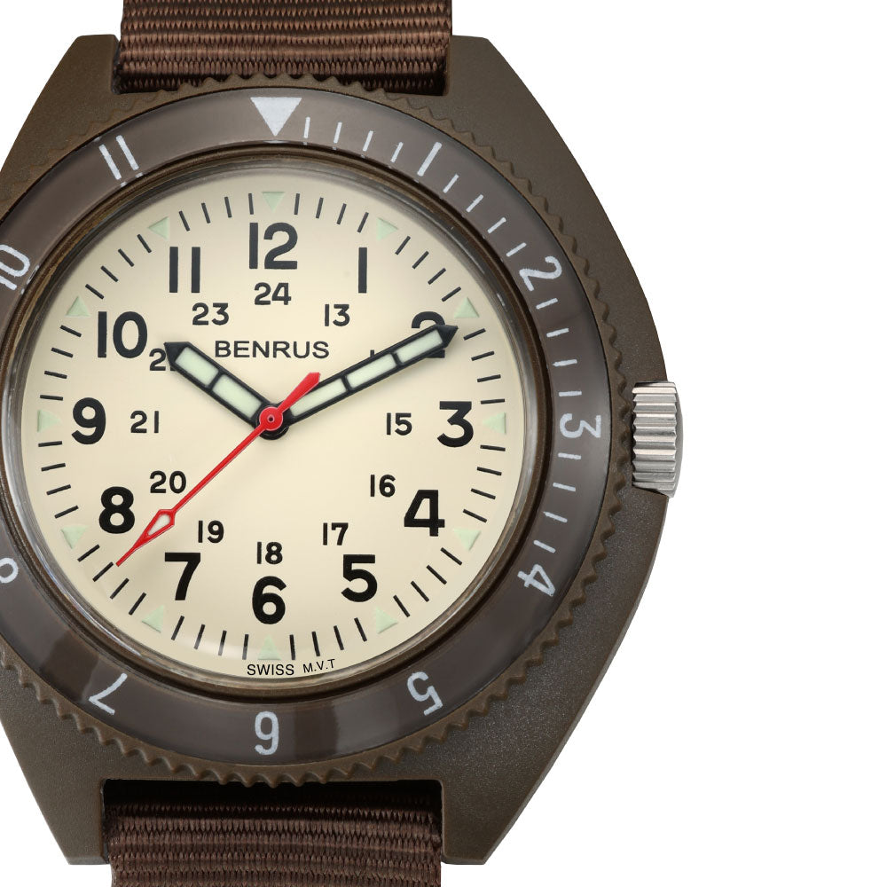 ベンラス BENRUS 限定生産モデル 腕時計 メンズ TYPE-III OLIVE IVORY Class-A General Purpose ミリタリーウォッチ オリーブ アイボリー【2025 新作】