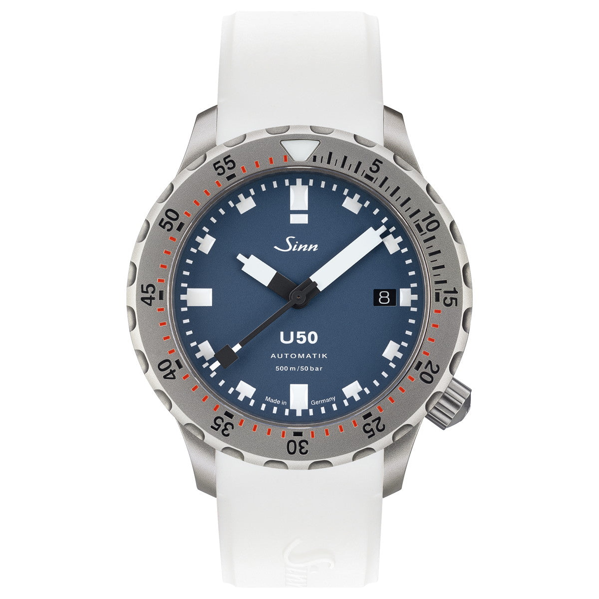 Sinn ジン U50 B 自動巻き 腕時計 メンズ Diving Watches ダイバーズウォッチ シリコンストラップ ホワイト ドイツ製