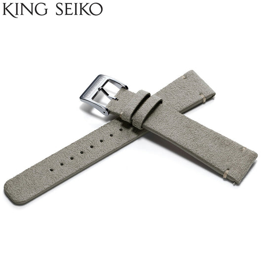 KING SEIKO キングセイコー 専用レザーストラップ(美錠タイプ) スエード調仕上げ グレー 替えバンド ベルト【2025 新作】