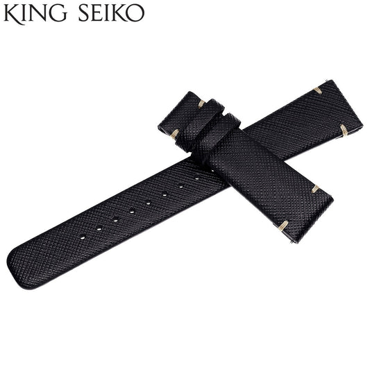 KING SEIKO キングセイコー 専用レザーストラップ(三つ折れ中留タイプ) オイルマット仕上げ ブラック 替えバンド ベルト【2025 新作】