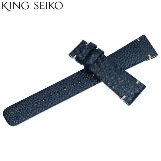 KING SEIKO キングセイコー 専用レザーストラップ(三つ折れ中留タイプ) オイルマット仕上げ ネイビー 替えバンド ベルト【2025 新作】