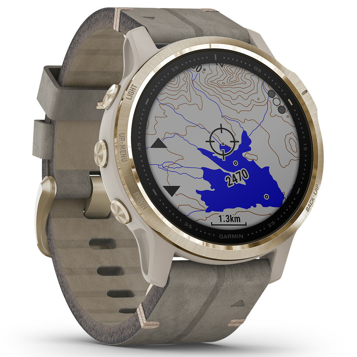 【特価販売！】ガーミン GARMIN fenix 6S Sapphire Tundra Light Gold Leather band フェニックス 6S マルチスポーツ GPS スマートウォッチ ウェアラブル 腕時計 010-02159-8M