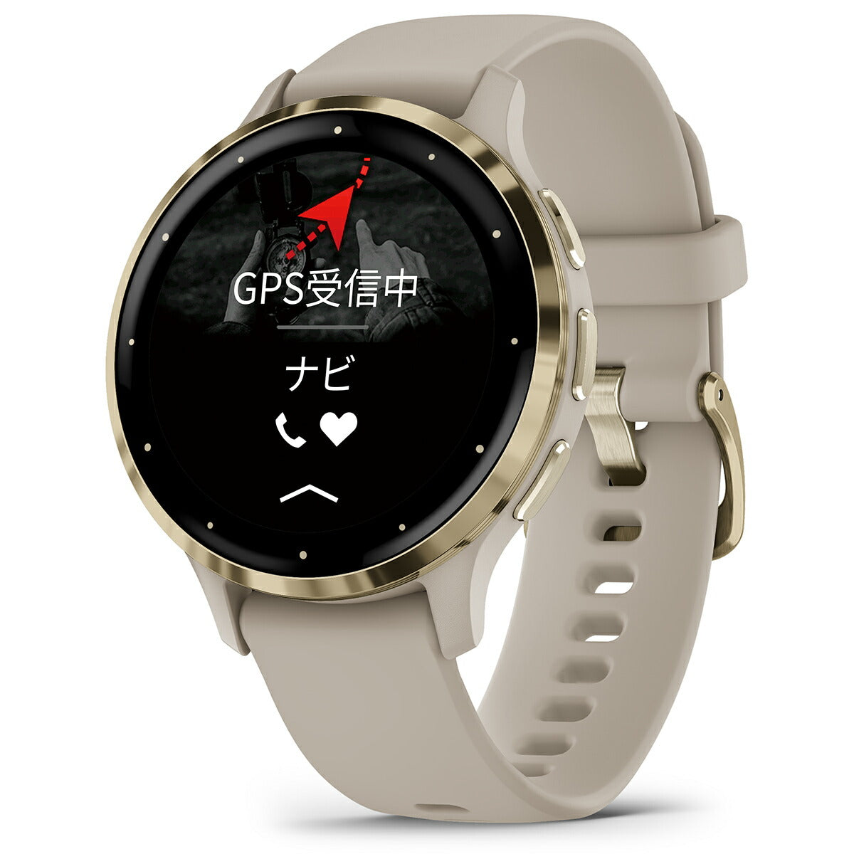 【24回分割手数料無料！】ガーミン GARMIN Venu 3S ヴェニュー 3S GPS スマートウォッチ ライフログ フィットネス 腕時計 レディース 010-02785-42 French Gray/Cream Gold