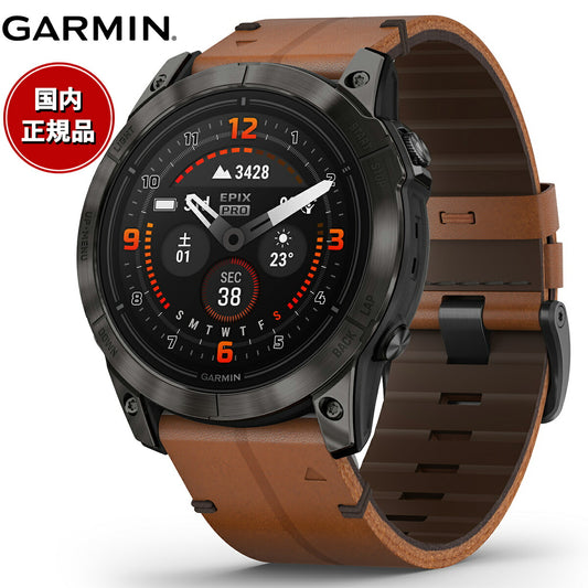 ガーミン GARMIN epix Pro Gen 2 51mm Sapphire エピックス プロ サファイヤ 010-02804-71 Ti Carbon Gray DLC / Chestnut Leather Band GPS スマートウォッチ 腕時計