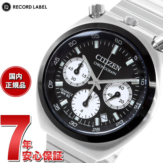 シチズンコレクション レコードレーベル ツノクロノ 特定店取扱いモデル AN3660-81E 腕時計 メンズ ブラック CITIZEN COLLECTION RECORD LABEL TSUNO CHRONO