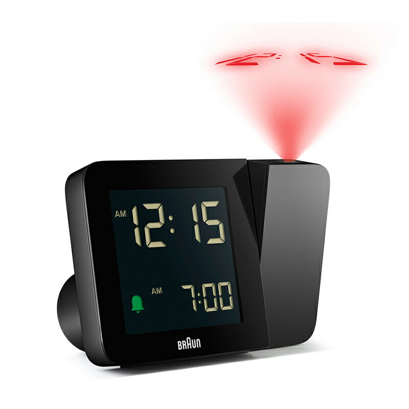 BRAUN ブラウン デジタル プロジェクション アラームクロック BC15B 目覚まし時計 置時計 時間投影 Digital Projection Alarm Clock 130mm ブラック