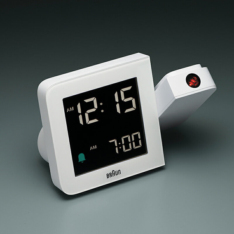 BRAUN ブラウン デジタル プロジェクション アラームクロック BC15W 目覚まし時計 置時計 時間投影 Digital Projection Alarm Clock 130mm ホワイト