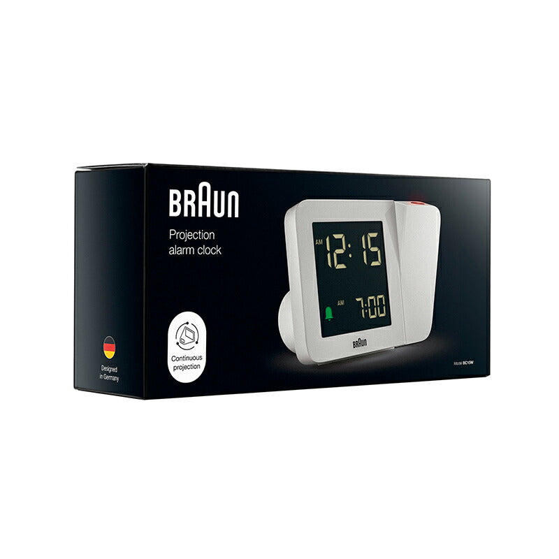 BRAUN ブラウン デジタル プロジェクション アラームクロック BC15W 目覚まし時計 置時計 時間投影 Digital Projection Alarm Clock 130mm ホワイト