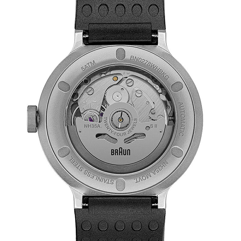 BRAUN ブラウン 自動巻 機械式 オートマチック アナログ 腕時計 BN0278WHBKG ホワイト