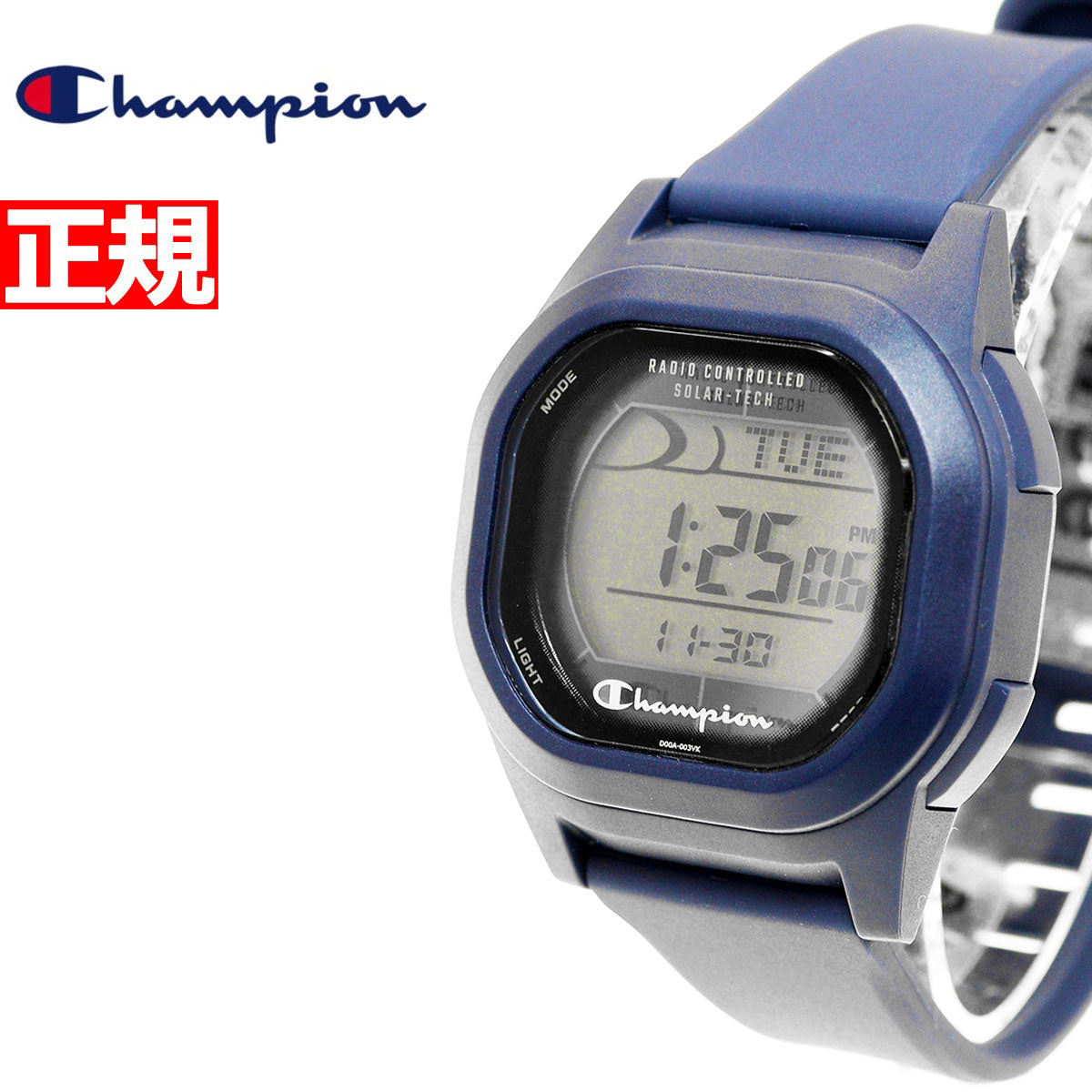 チャンピオン Champion D00A-003VK メンズ レディース 腕時計 ソーラーテック 電波時計 10気圧防水 スクエア