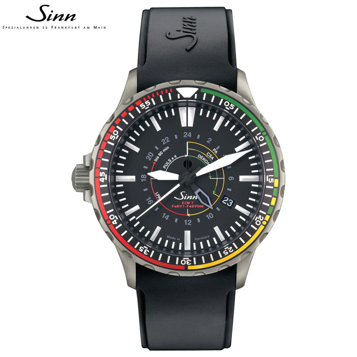 【60回分割手数料無料！】Sinn ジン EZM7 自動巻き 腕時計 メンズ Instrument Watches インストゥルメント ウォッチ シリコンストラップ ドイツ製