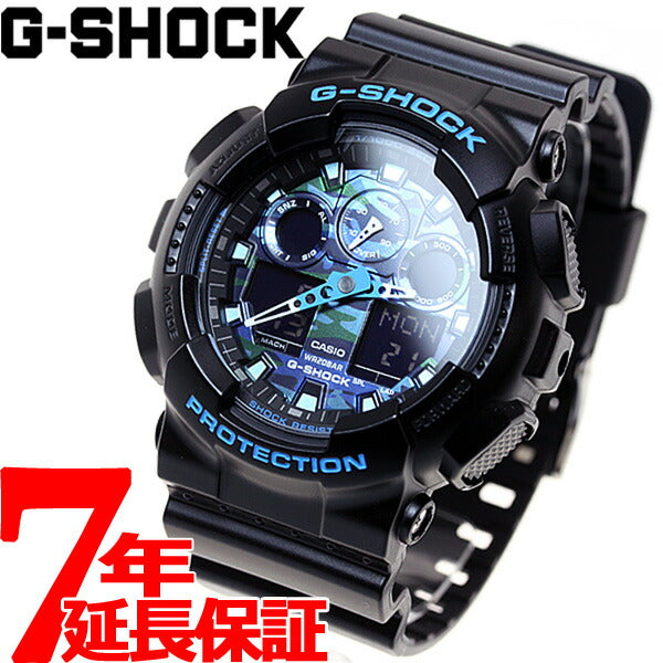 Gショック G-SHOCK GA-100CB-1AJF ブラック G-SHOCK ブラック×ブルー カモフラージュ アナデジ 腕時計 メンズ GA