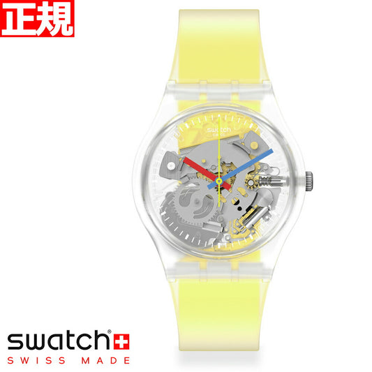 swatch スウォッチ 腕時計 メンズ レディース ジェント クリアリーイエローストライプト GENT CLEARLY YELLOW STRIPED MONTHLY DROPS GE291