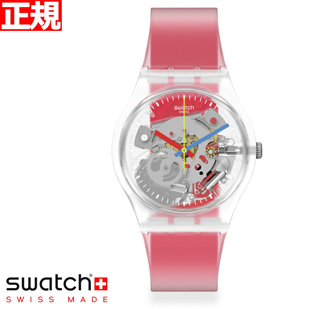 swatch スウォッチ 腕時計 メンズ レディース ジェント クリアリーレッドストライプト GENT CLEARLY RED STRIPED MONTHLY DROPS GE292