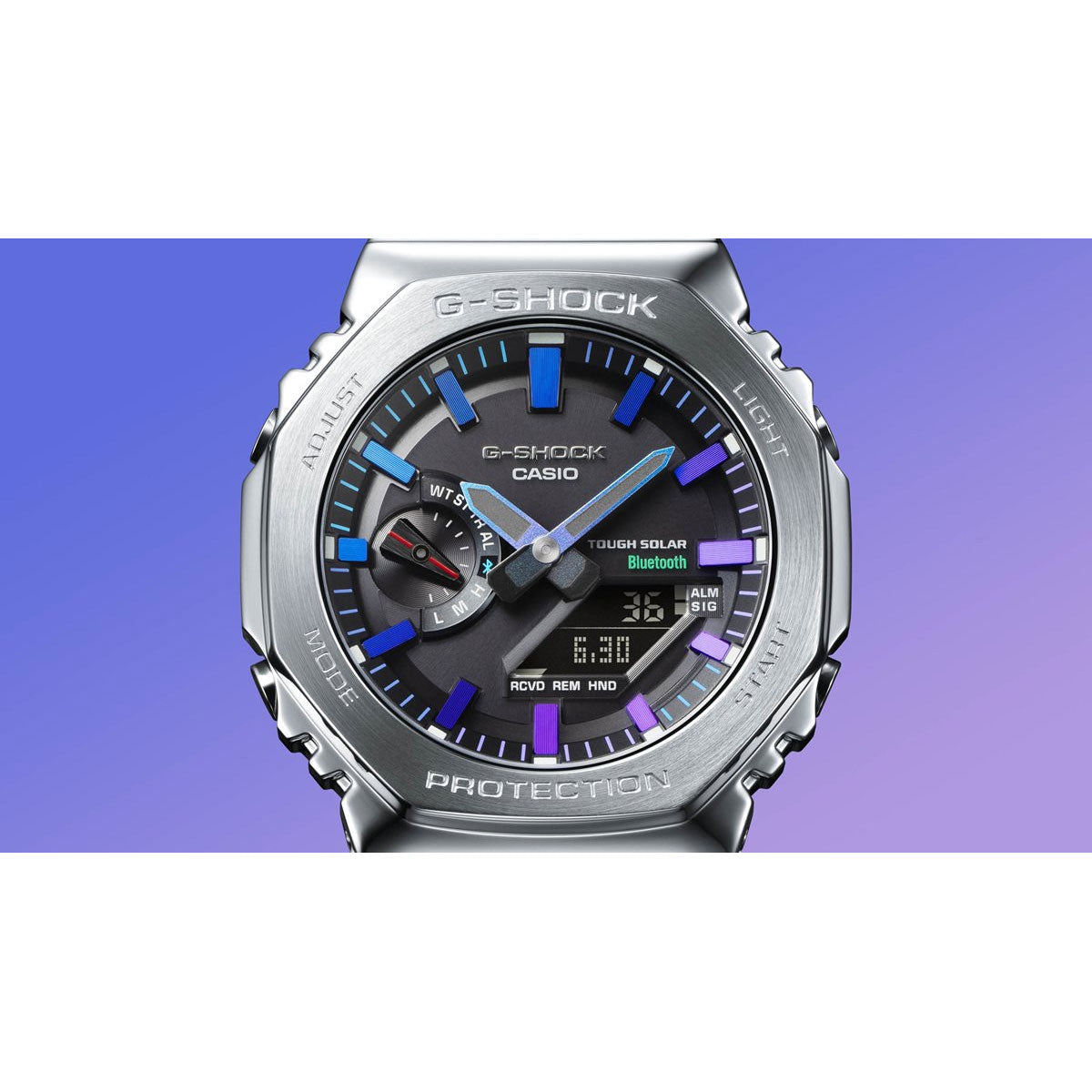 G-SHOCK カシオ Gショック CASIO GM-B2100PC-1AJF タフソーラー フルメタル ブラック 腕時計 メンズ スマートフォンリンク レインボーカラー