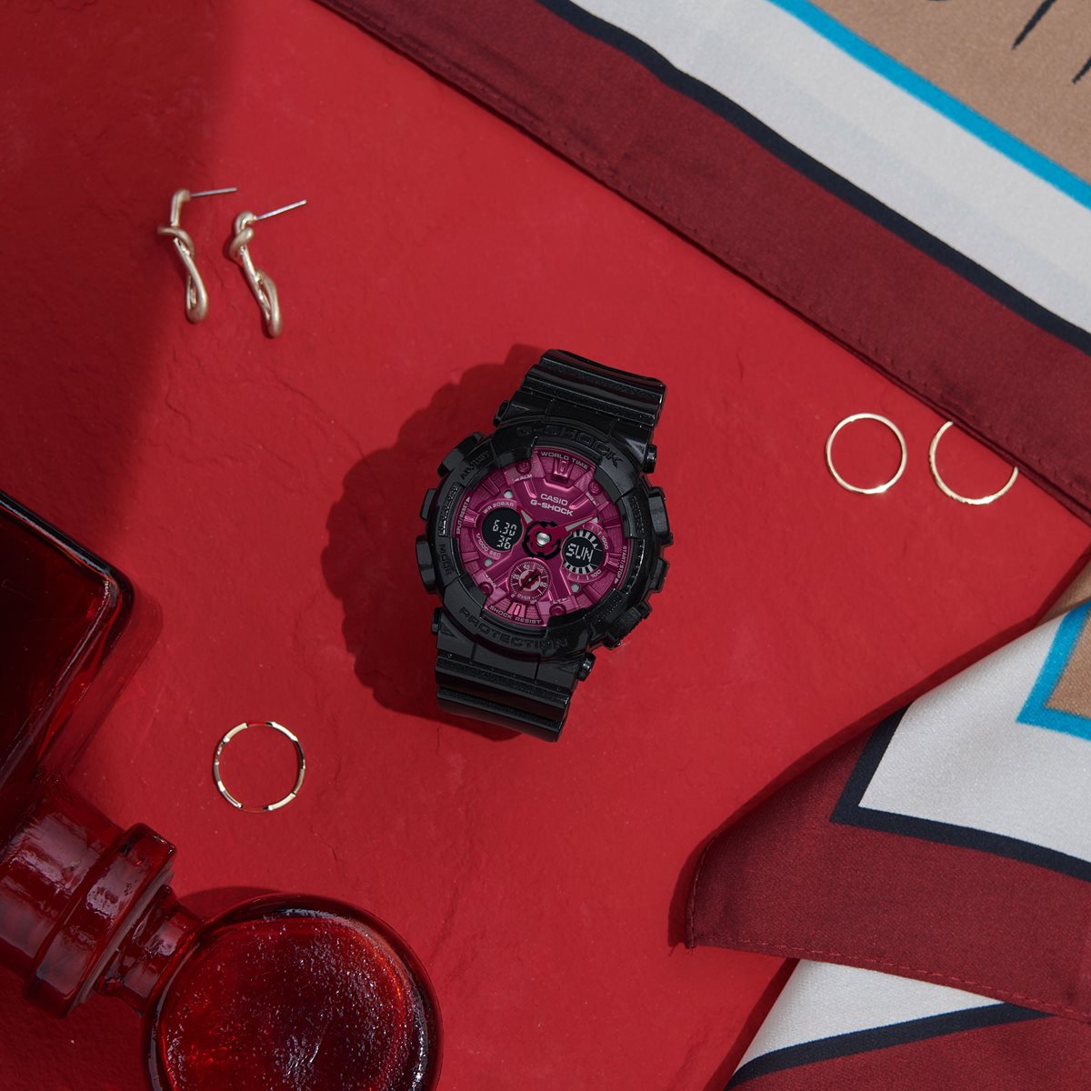 G-SHOCK アナデジ カシオ Gショック CASIO オンライン限定モデル 腕時計 メンズ レディース GMA-S120RB-1AJF 小型化・薄型化モデル Black Red