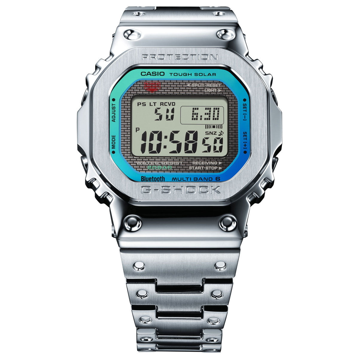 G-SHOCK カシオ Gショック CASIO GMW-B5000PC-1JF タフソーラー 電波時計 腕時計 メンズ フルメタル シルバー レインボーカラー