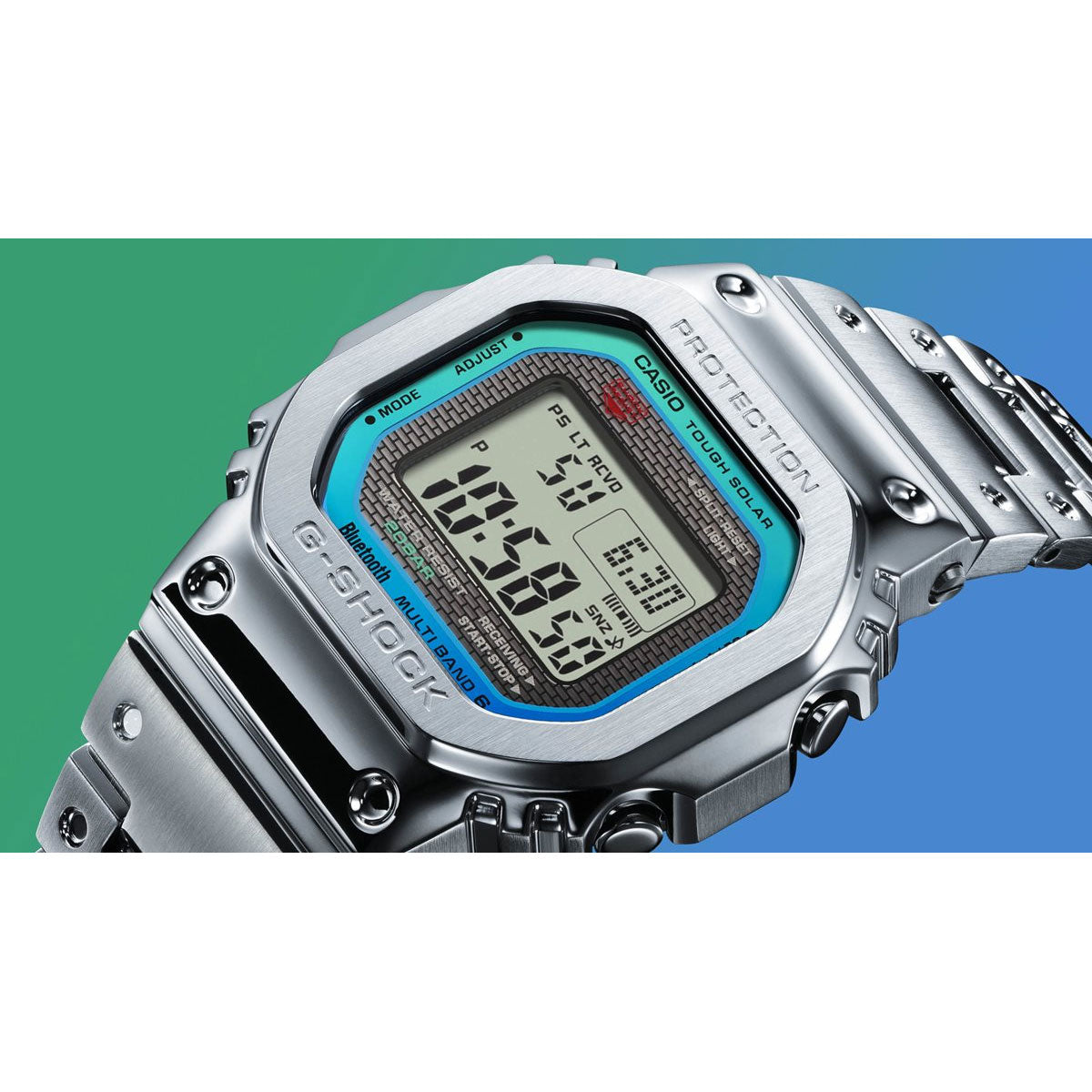 G-SHOCK カシオ Gショック CASIO GMW-B5000PC-1JF タフソーラー 電波時計 腕時計 メンズ フルメタル シルバー レインボーカラー