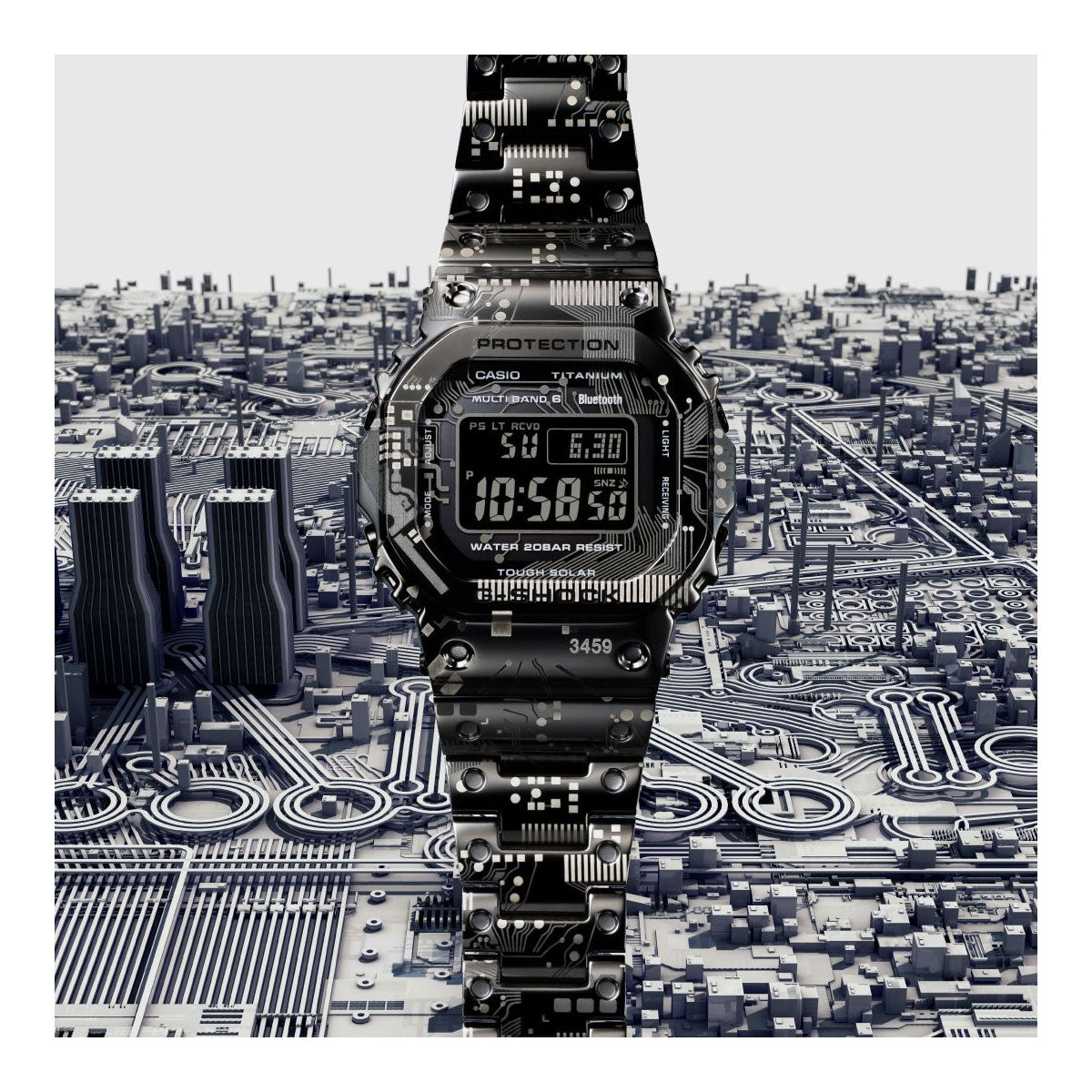 G-SHOCK カシオ Gショック CASIO GMW-B5000TCC-1JR タフソーラー 電波時計 デジタル 限定 腕時計 チタン合金 トランティクシー採用 フルメタル ブラック サーキットボード柄