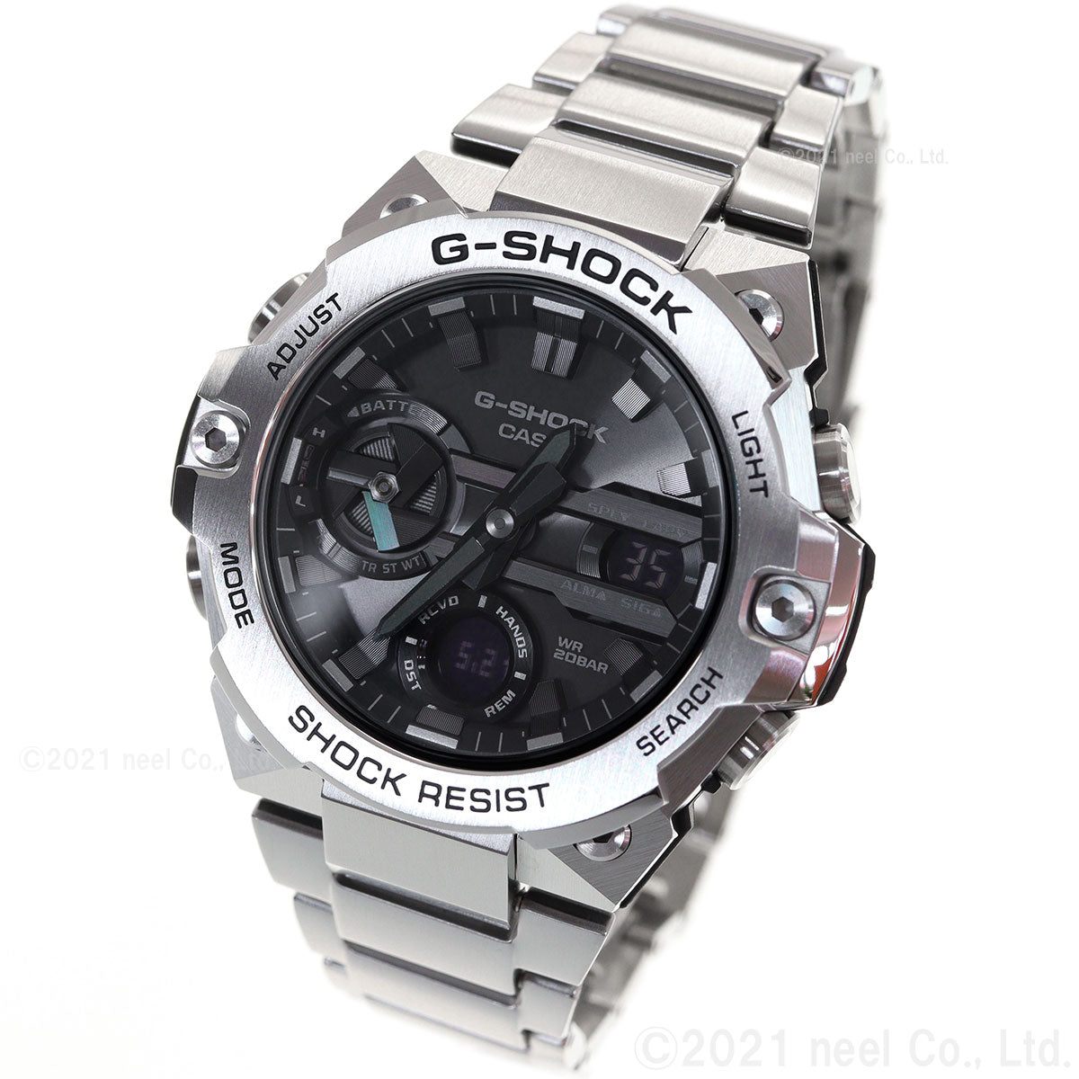 CASIO｜カシオ G-SHOCK GST-B400AD-1A4JF G-STEEL   アナデジ ソーラー 腕時計 レッド系×ブラック×シルバー