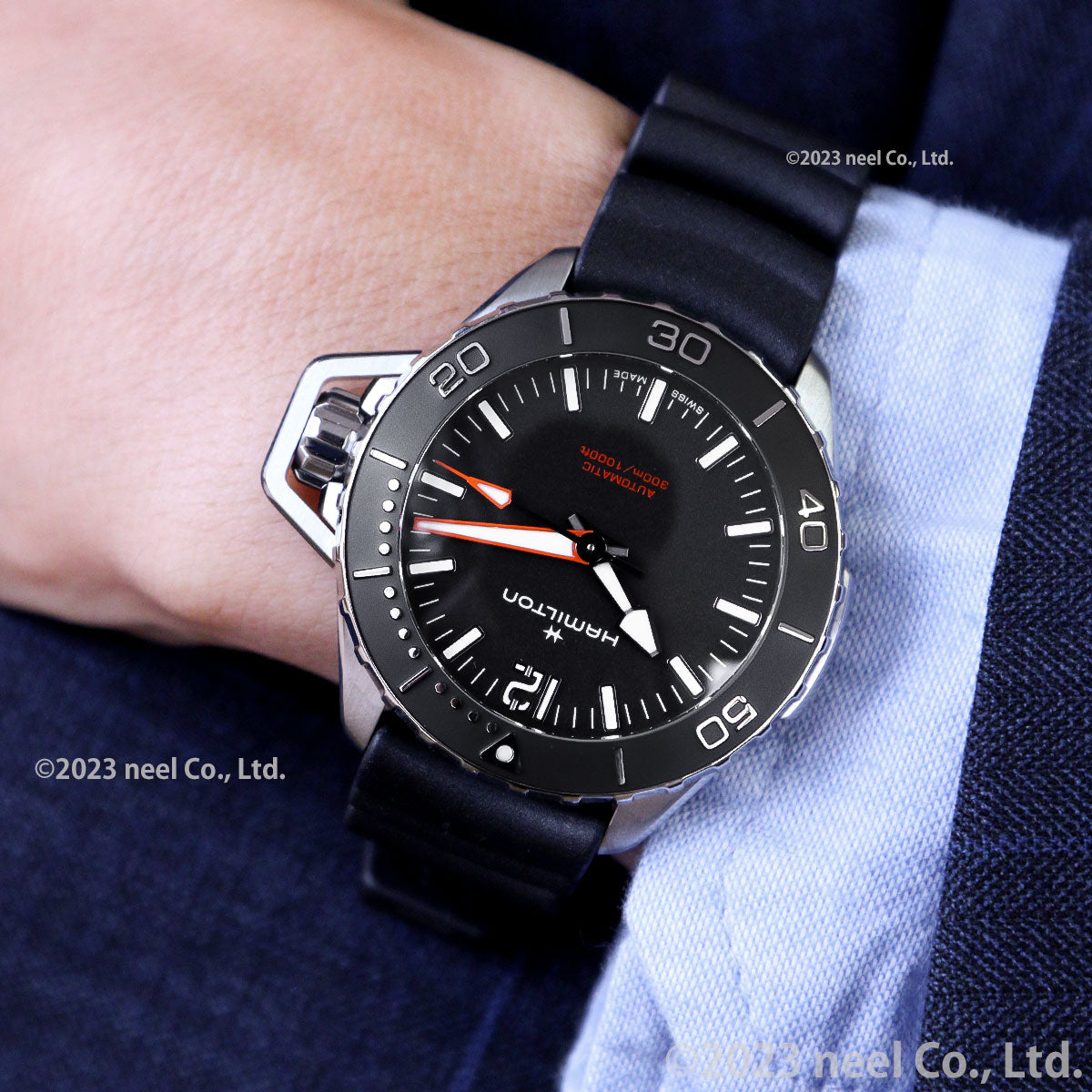 ハミルトン HAMILTON 腕時計 メンズ H77455330 カーキ ネイビー オープンウォーター オート 自動巻き ブラックxブラック アナログ表示