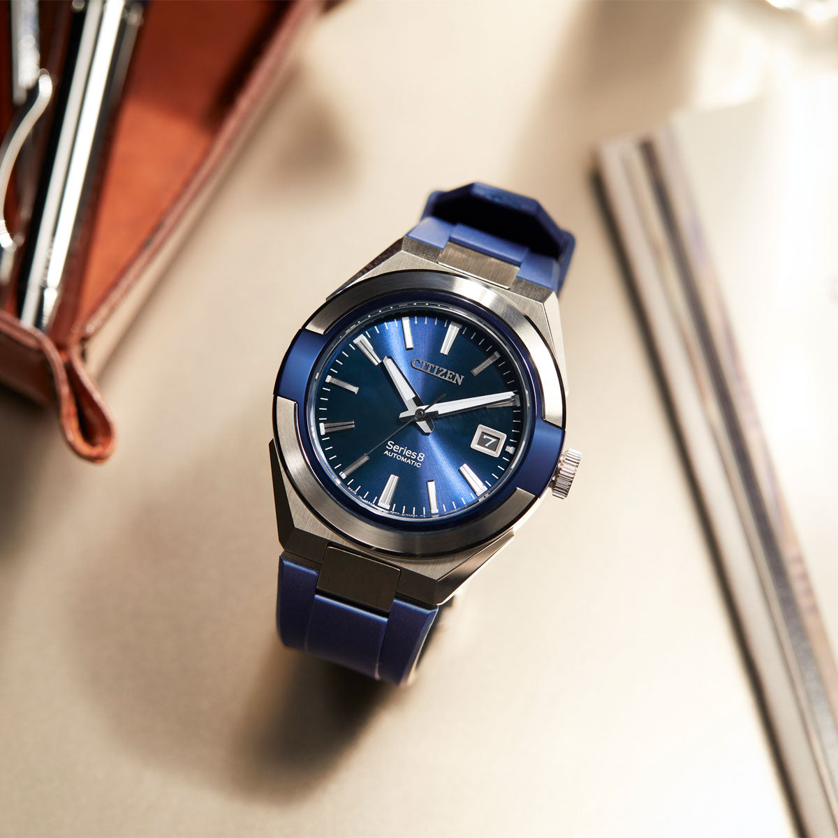 シチズン CITIZEN 腕時計 メンズ NA1005-17L シリーズエイト 870 メカニカル Series 8 870 Mechanical 自動巻き（0950/手巻き付） ブルーxブルー アナログ表示