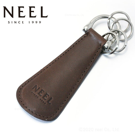 NEEL オリジナル 靴べら 携帯 シューホーン キーホルダー イタリアンレザー ブラウン