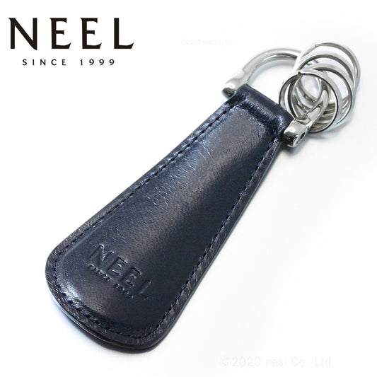 NEEL オリジナル 靴べら 携帯 シューホーン キーホルダー イタリアンレザー ネイビー