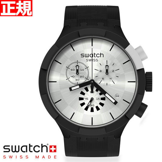 swatch スウォッチ 腕時計 メンズ レディース ビックボールド クロノ チェッカード・シルバー Big Bold Chrono CHEQUERED SILVER クロノグラフ SB02B404