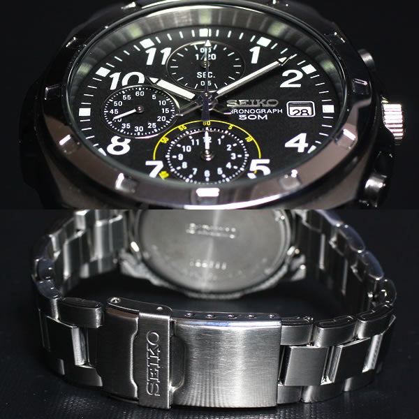 セイコー逆輸入 SEIKO 腕時計 クロノグラフ ブラック SND195【クオーツ】【レア】【W30608】【正規品】