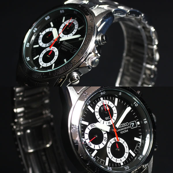 セイコー SEIKO 逆輸入 SEIKO クロノグラフ 腕時計 SND371P1 100M防水【クオーツ】【レア】【W30608】【正規品】