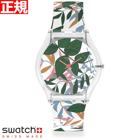 swatchスウォッチ腕時計メンズレディーススキンクラシックバイオソース花柄SKINCLASSICBIOSOURCEDLEAVESJUNGLESWATCHPAY!SS08K111【2022新作】