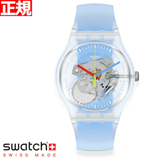 swatch スウォッチ 腕時計 メンズ レディース ニュージェント クリアリーブルーストライプト NEW GENT CLEARLY BLUE STRIPED MONTHLY DROPS SUOK156