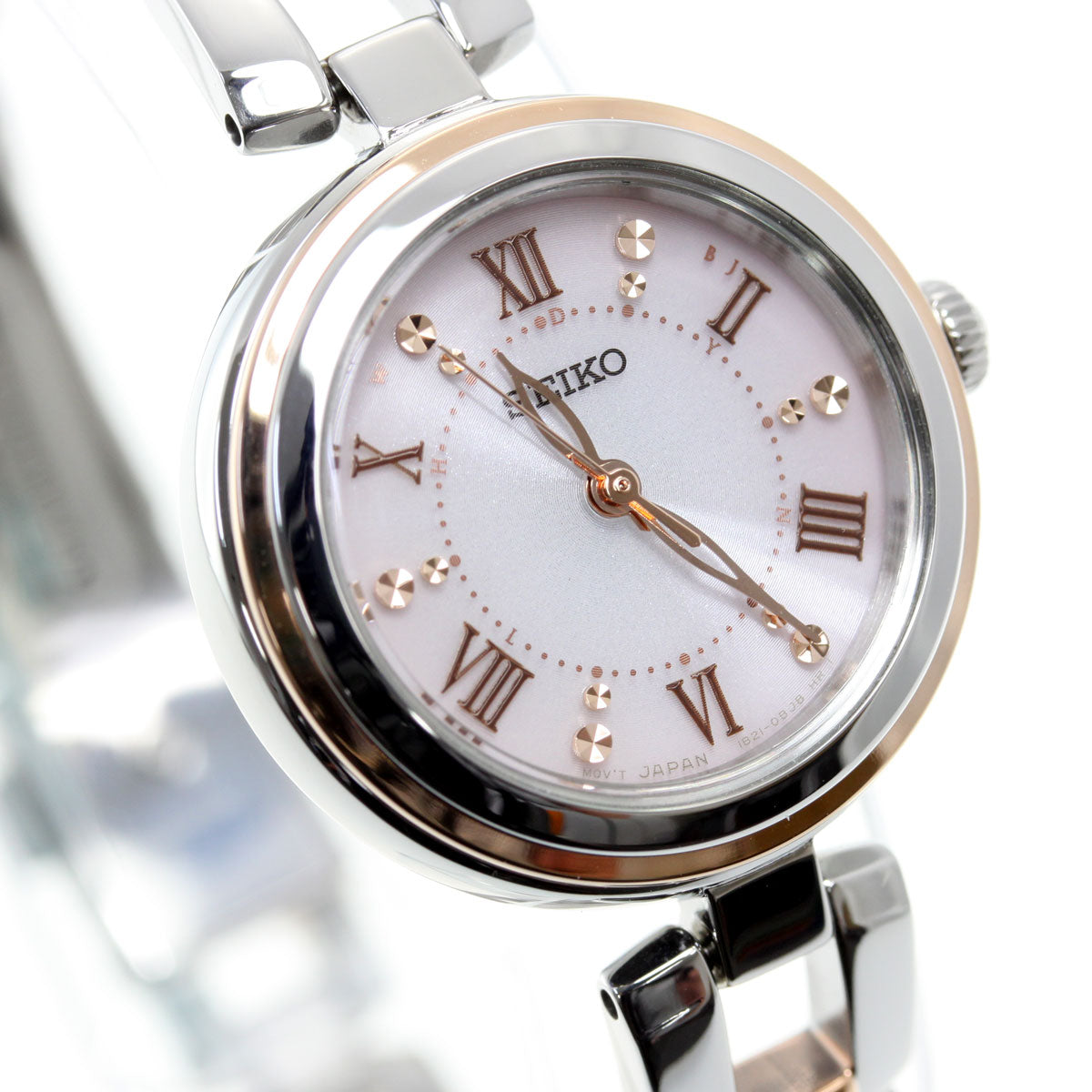 セイコー SEIKO 腕時計 レディース SWFH090 セイコーセレクションブレスレット 電波ソーラー（1B21/日本製） ピンクxピンクゴールド/シルバー アナログ表示