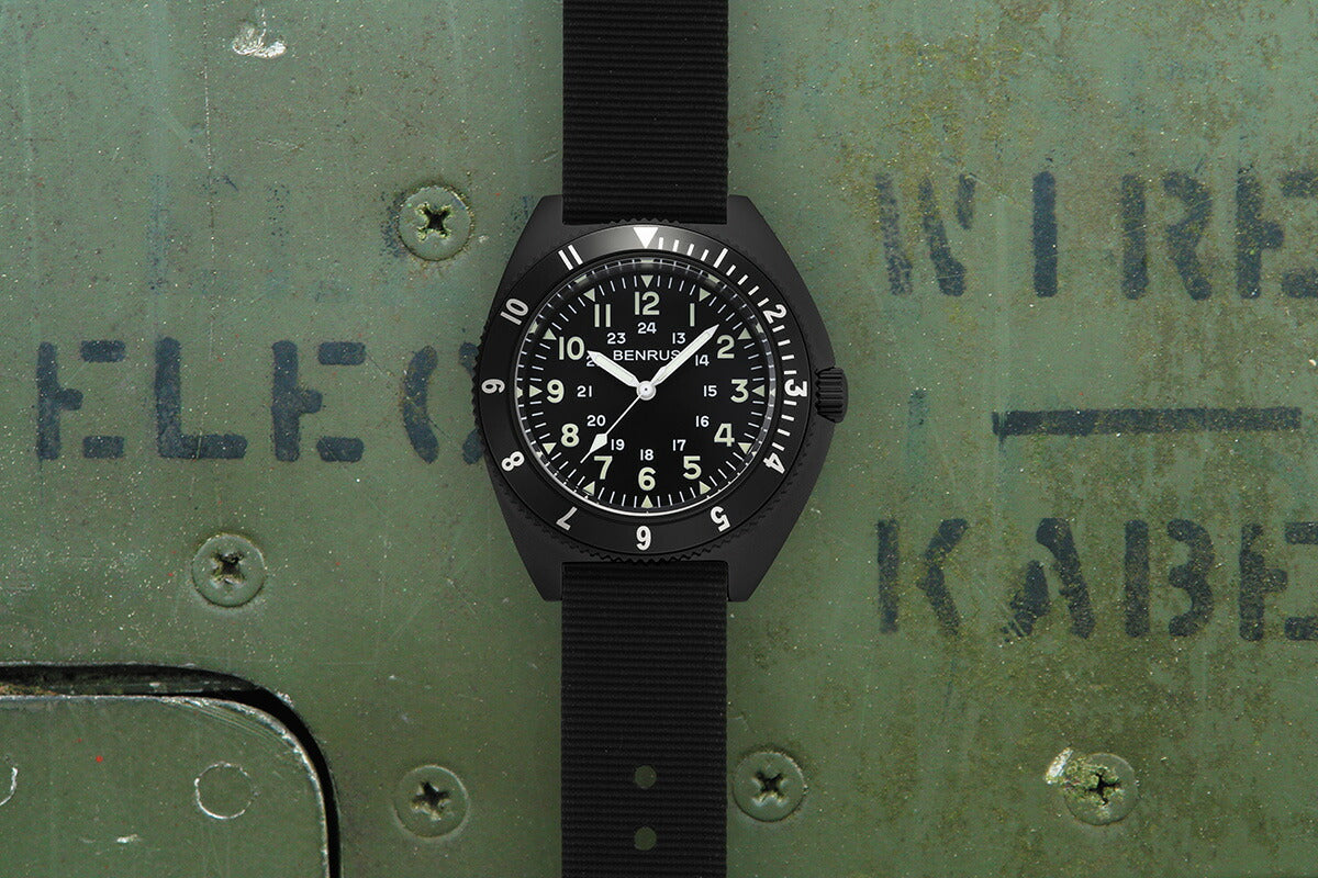 ベンラス BENRUS 腕時計 メンズ TYPE-II BLACK ブラック ミリタリーウォッチ 復刻モデル