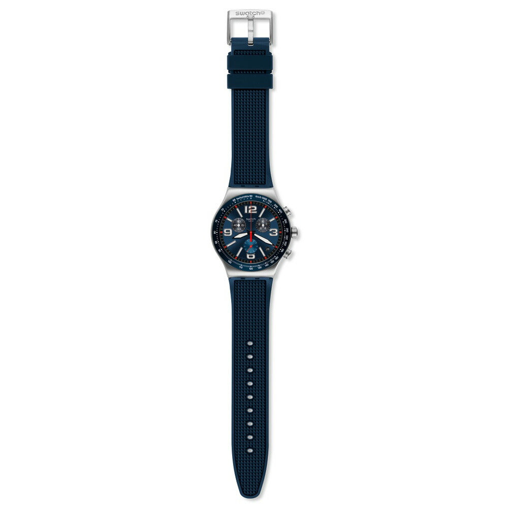 swatch スウォッチ 腕時計 メンズ ニューアイロニー クロノ ブルー・グリッド New Irony Chrono BLUE GRID クロノグラフ YVS454
