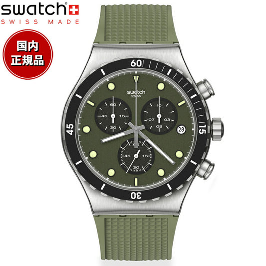 swatch スウォッチ 腕時計 メンズ レディース ニューアイロニー クロノ バックインカーキ NEW IRONY CHRONO BACK IN KHAKI YVS488