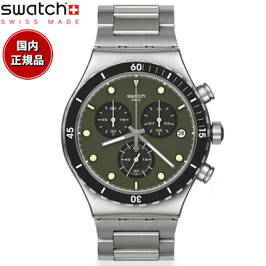 swatch スウォッチ 腕時計 メンズ レディース ニューアイロニー クロノ バックインカーキ NEW IRONY CHRONO BACK IN KHAKI YVS488G